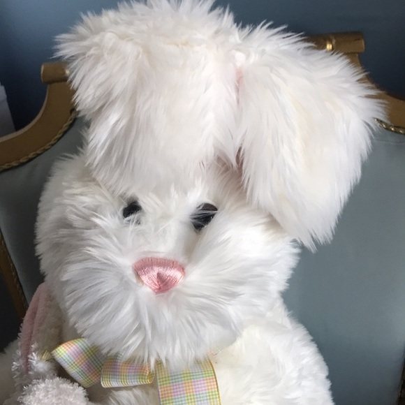 E & J Classics large white Easter bunny with baby in egg stuffed animal plushie - Picture 2 of 12